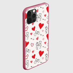 Чехол для iPhone 12 Pro Романтические сердечки, цвет: 3D-малиновый — фото 2