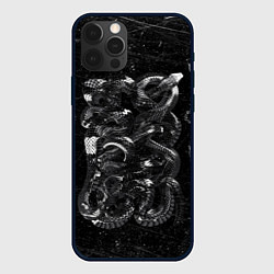 Чехол для iPhone 12 Pro Чб Блестящая Змея Snake Shine, цвет: 3D-черный