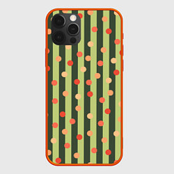 Чехол для iPhone 12 Pro Забавный полосато-гороховый принт, цвет: 3D-красный