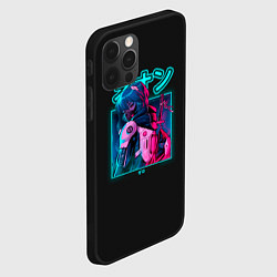 Чехол для iPhone 12 Pro Евангелион Неоновый Токио, цвет: 3D-черный — фото 2