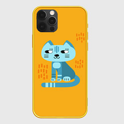 Чехол для iPhone 12 Pro Очаровательный котик в плоском стиле в ярких цвета, цвет: 3D-желтый