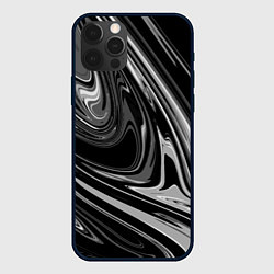Чехол для iPhone 12 Pro Черно-белый мрамор, цвет: 3D-черный