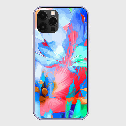 Чехол iPhone 12 Pro Fashion floral pattern / 3D-Светло-сиреневый – фото 1