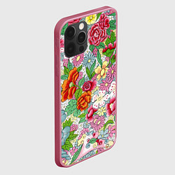 Чехол для iPhone 12 Pro ЦВЕТОЧНОЕ ИЗОБИЛИЕ, цвет: 3D-малиновый — фото 2