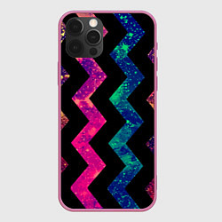 Чехол для iPhone 12 Pro Геометрический паттерн Neon, цвет: 3D-малиновый