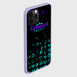 Чехол для iPhone 12 Pro GENSHIN NEON PATTERN SYMBOL НЕОН ЭМБЛЕМЫ, цвет: 3D-светло-сиреневый — фото 2