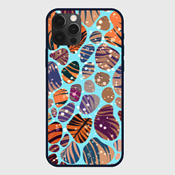 Чехол для iPhone 12 Pro Разноцветные камушки, цветной песок, пальмовые лис, цвет: 3D-черный
