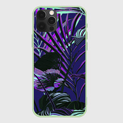 Чехол для iPhone 12 Pro Цветы Тропики Ночью, цвет: 3D-салатовый