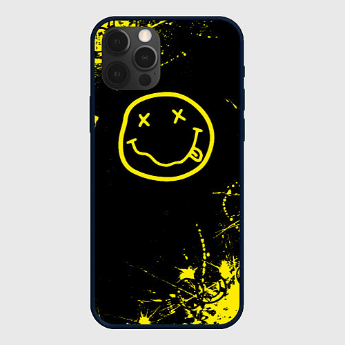 Чехол iPhone 12 Pro Nirvana texture смайл / 3D-Черный – фото 1