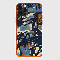 Чехол для iPhone 12 Pro Abstract drawing in blue, цвет: 3D-красный