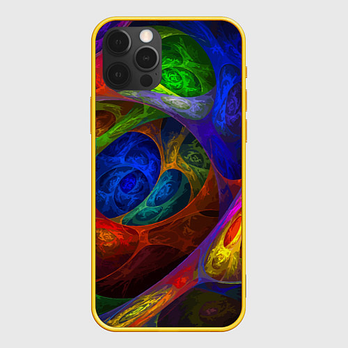 Чехол iPhone 12 Pro Абстрактная мультивселенная паттерн Abstraction / 3D-Желтый – фото 1