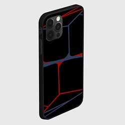 Чехол для iPhone 12 Pro Геометрические линии сине-красные, цвет: 3D-черный — фото 2