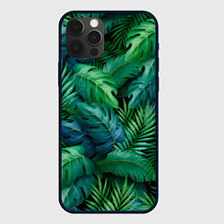 Чехол для iPhone 12 Pro Green plants pattern, цвет: 3D-черный