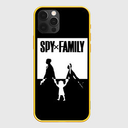 Чехол для iPhone 12 Pro Spy x Family: Семья шпиона черно-белая, цвет: 3D-желтый