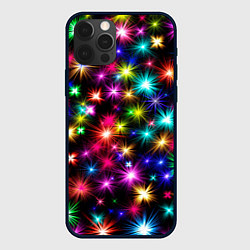 Чехол для iPhone 12 Pro ЦВЕТНЫЕ ЗВЕЗДЫ COLORED STARS, цвет: 3D-черный