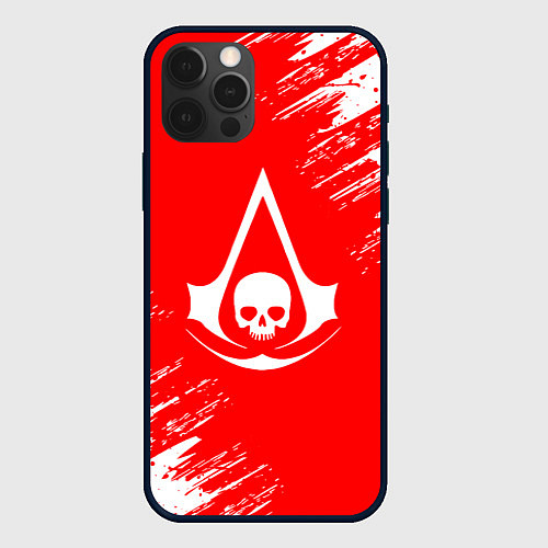 Чехол iPhone 12 Pro Assassins creed череп красные брызги / 3D-Черный – фото 1