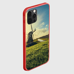 Чехол для iPhone 12 Pro Мельница в поле, цвет: 3D-красный — фото 2