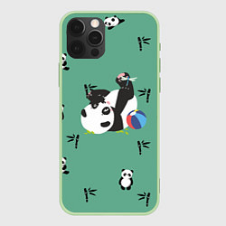 Чехол для iPhone 12 Pro Пандовая семья - Малыш, цвет: 3D-салатовый