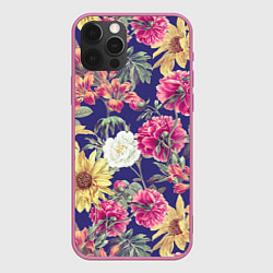 Чехол для iPhone 12 Pro Цветы Розовые Пионы, цвет: 3D-малиновый