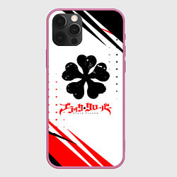 Чехол для iPhone 12 Pro Чёрный клевер черная красная текстура, цвет: 3D-малиновый