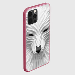 Чехол для iPhone 12 Pro Волк - белый, цвет: 3D-малиновый — фото 2