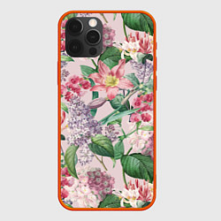 Чехол для iPhone 12 Pro Цветы Розовые Лилии и Сирень, цвет: 3D-красный