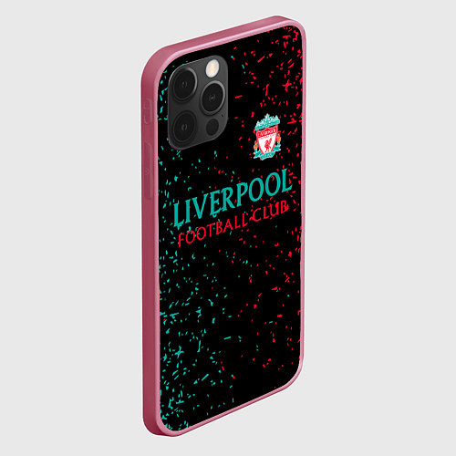 Чехол iPhone 12 Pro Ливерпуль брызги красок / 3D-Малиновый – фото 2