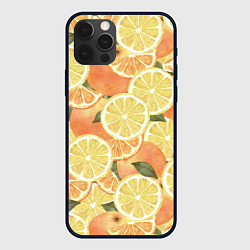 Чехол для iPhone 12 Pro Летние Апельсины, цвет: 3D-черный