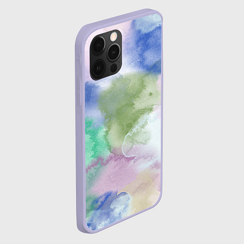 Чехол iPhone 12 Pro Акварельная текстура / 3D-Светло-сиреневый – фото 2