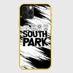 Чехол для iPhone 12 Pro Южный парк - персонажи и логотип South Park, цвет: 3D-желтый