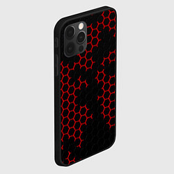 Чехол для iPhone 12 Pro НАНОКОСТЮМ Black and Red Hexagon Гексагоны, цвет: 3D-черный — фото 2