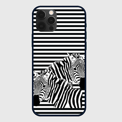 Чехол iPhone 12 Pro Матросы на зебрах / 3D-Черный – фото 1