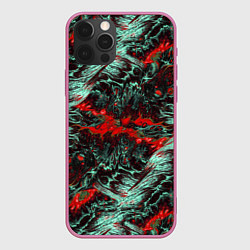 Чехол для iPhone 12 Pro Красно-Белая Вулканическая Лава, цвет: 3D-малиновый