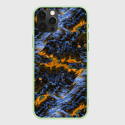 Чехол для iPhone 12 Pro Оранжево-Синяя Вулканическая Лава, цвет: 3D-салатовый