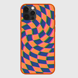 Чехол для iPhone 12 Pro Wavy Squares, цвет: 3D-красный