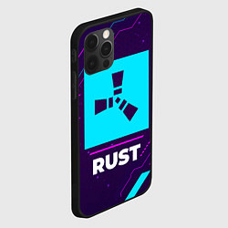 Чехол для iPhone 12 Pro Символ Rust в неоновых цветах на темном фоне, цвет: 3D-черный — фото 2