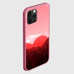 Чехол для iPhone 12 Pro Закат в горах в розовых тонах, цвет: 3D-малиновый — фото 2
