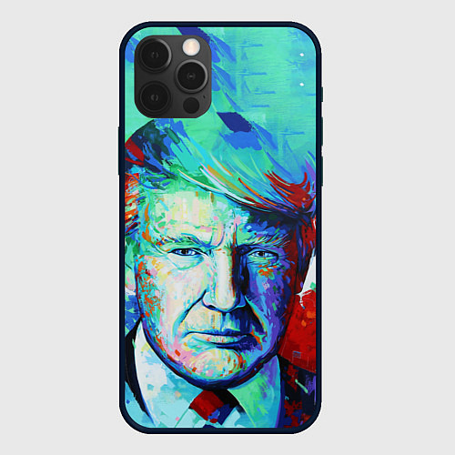 Чехол iPhone 12 Pro Дональд Трамп арт / 3D-Черный – фото 1