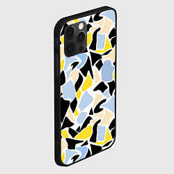 Чехол для iPhone 12 Pro Абстрактный узор в желто-голубых тонах на черном ф, цвет: 3D-черный — фото 2