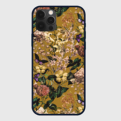 Чехол для iPhone 12 Pro Цветы Астры и Гибискусы, цвет: 3D-черный