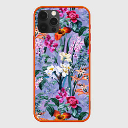 Чехол для iPhone 12 Pro Цветы Пионы и Тигриди, цвет: 3D-красный