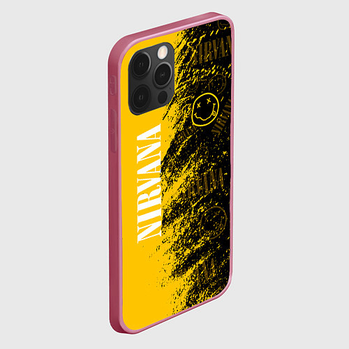 Чехол iPhone 12 Pro Nirvana Паттерн / 3D-Малиновый – фото 2