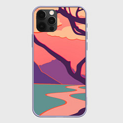 Чехол для iPhone 12 Pro Оранжевое небо, цвет: 3D-светло-сиреневый