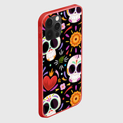 Чехол для iPhone 12 Pro Веселые черепа в цветах, цвет: 3D-красный — фото 2