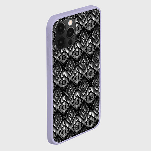 Чехол iPhone 12 Pro Черно-белый геометрический современный узор арт де / 3D-Светло-сиреневый – фото 2