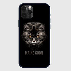 Чехол для iPhone 12 Pro Maine coon - кот, цвет: 3D-черный