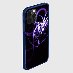 Чехол для iPhone 12 Pro Неоновый узор - Фиолетовый, цвет: 3D-тёмно-синий — фото 2