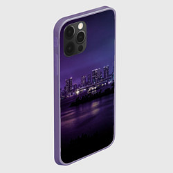 Чехол для iPhone 12 Pro Неоновый город с рекой - Фиолетовый, цвет: 3D-серый — фото 2