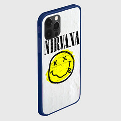 Чехол для iPhone 12 Pro Nirvana логотип гранж, цвет: 3D-тёмно-синий — фото 2