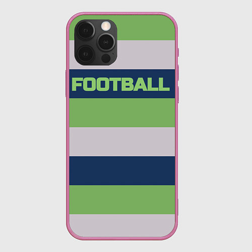 Чехол iPhone 12 Pro Цветные полосы текст футбол Text football colored / 3D-Малиновый – фото 1